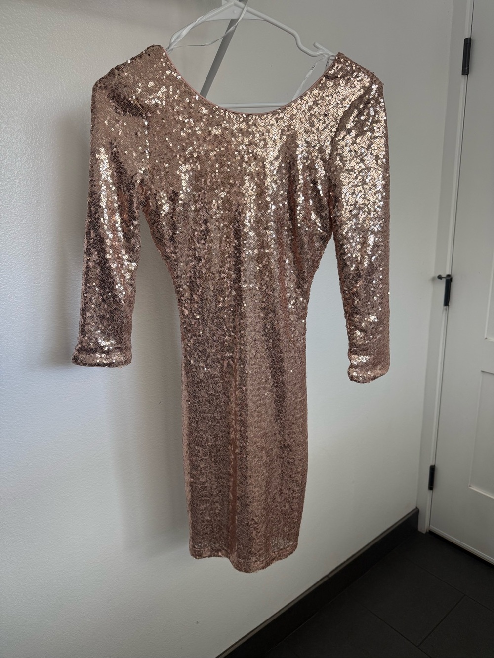Lulu's Rose Gold Sequin Long Sleeve Bodycon Dress